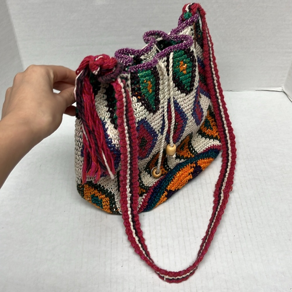 Hiptipico Multicolor Crochet Crossbody Bag – Artisan Boho Festival Purse - Picture 6 of 13